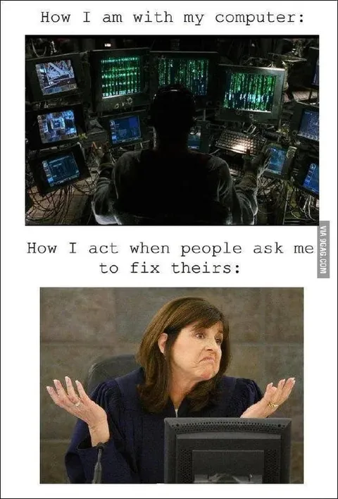 Computer Expert, Tech Support Shrug