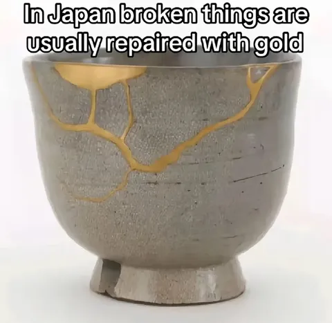 Broken Cup Repaired With Gold