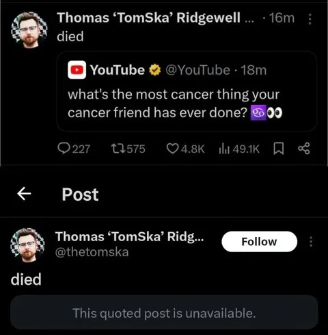 Cancer Friend Immediately Dies