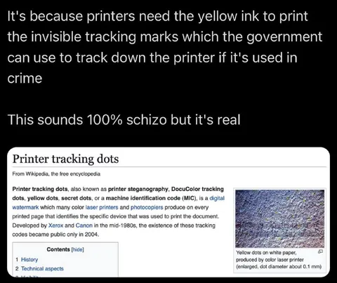 Printers Track You With Yellow Ink