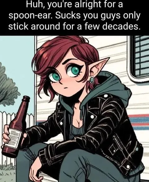 Spoon-Ear Elf Enjoys a Beer