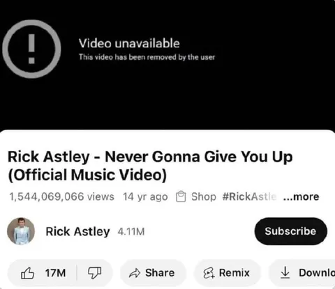 Video Unavailable Rickroll