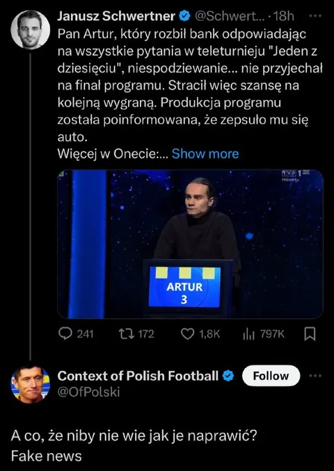 Artur i zepsute auto