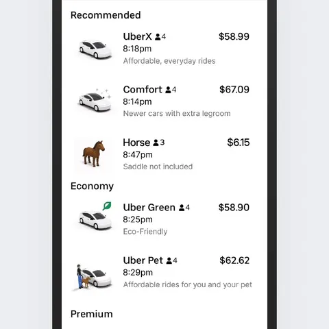 Uber Horse Ride Option