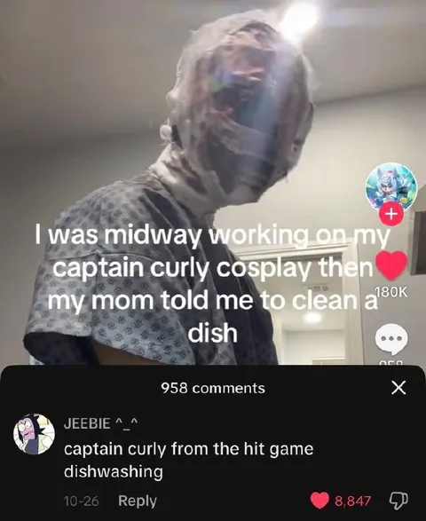Captain Curly Dishwashing Cosplay