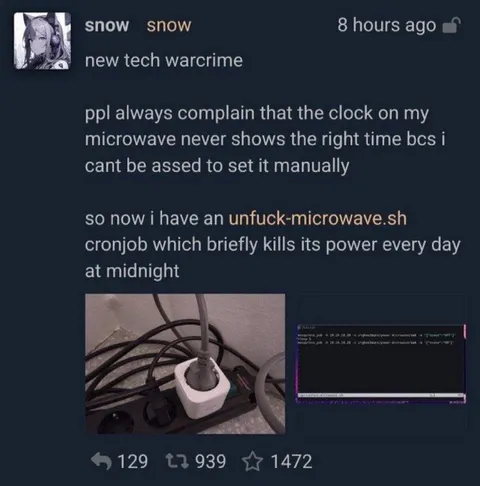 Cronjob Fixes Microwave Clock