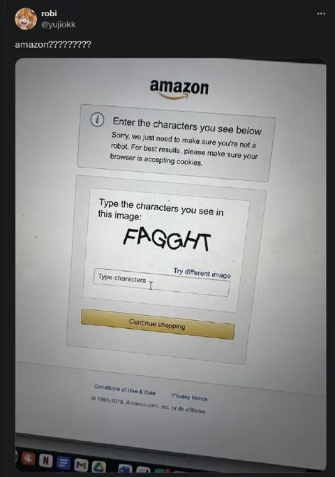 Amazon CAPTCHA Says the Slur