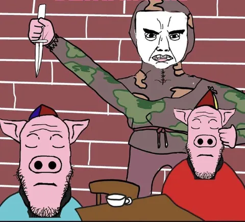 Свиньи и угроза с ножом