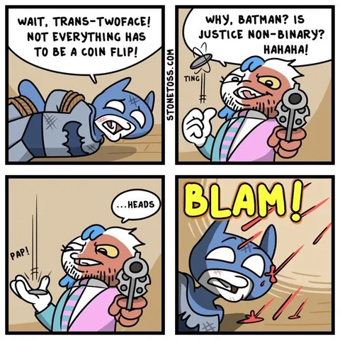 Two-Face Flips a Coin