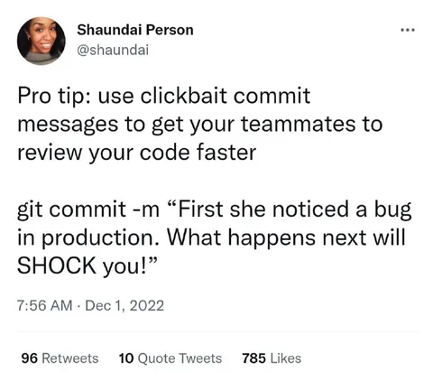 Clickbait Commit Message