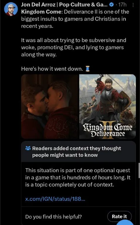 Kingdom Come Insult to Gamers