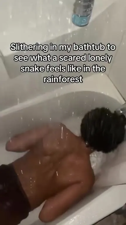 Scared Lonely Snake in the Bathtub