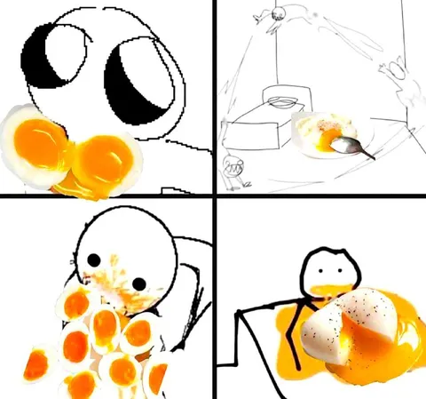 Человек и жареные яйца