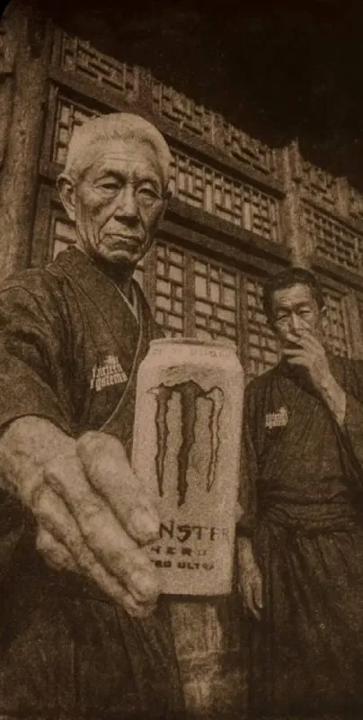 Samurai Holding a Monster Can