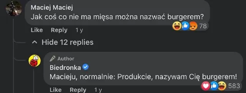 Biedronka nazywa Macieja burgerem
