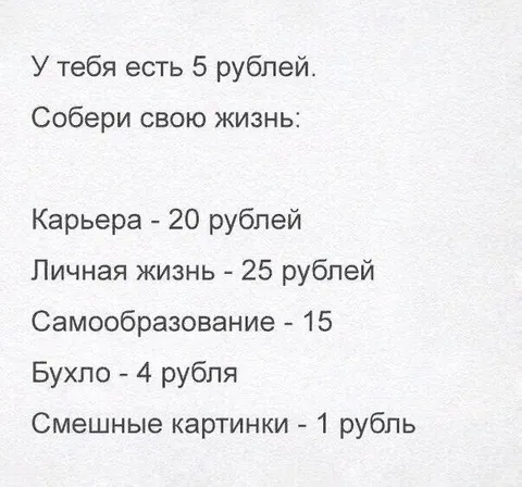 Собери свою жизнь за 5 рублей