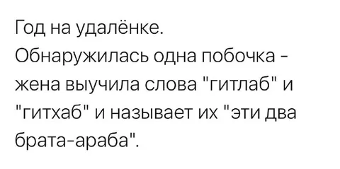 Жена выучила гитлаб и гитхаб