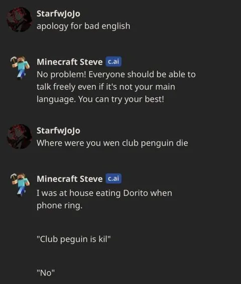Minecraft Steve Misses Club Penguin