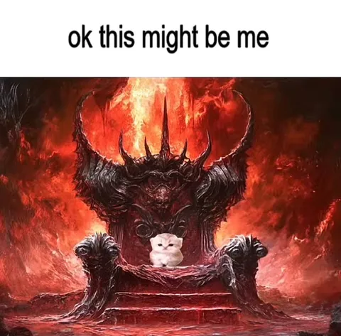 Cute Cat on a Demon Throne