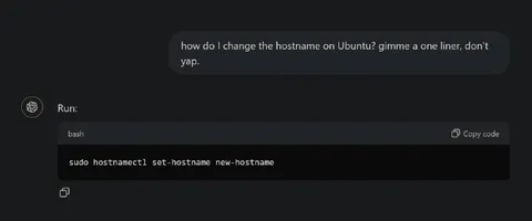 Ubuntu Hostname One-Liner