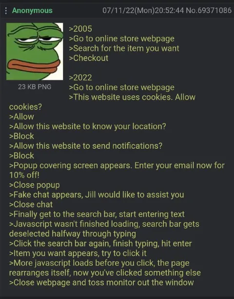 Online Shopping in 2005 vs 2022