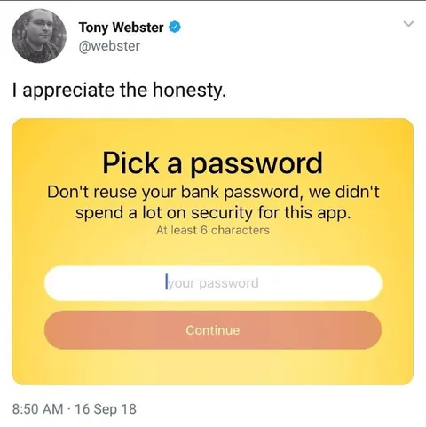 Honest Password Security Warning