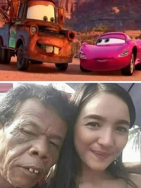 Мэтр и Салли рядом с селфи