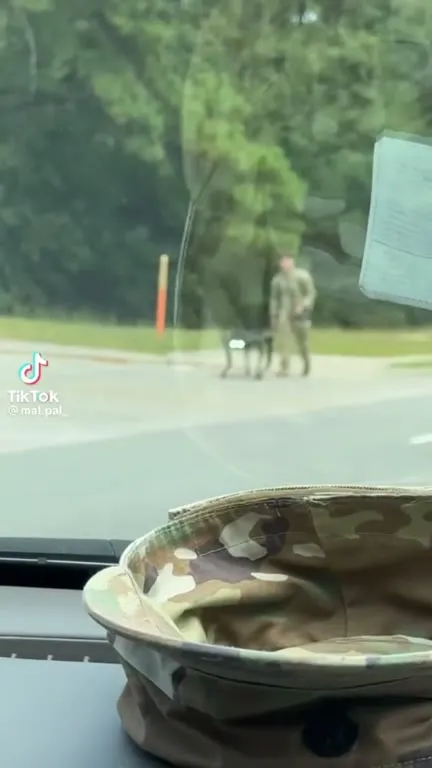 Robot Dog Walks Beside Soldier