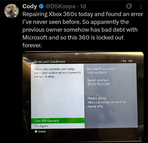 Xbox 360 Subscription Debt