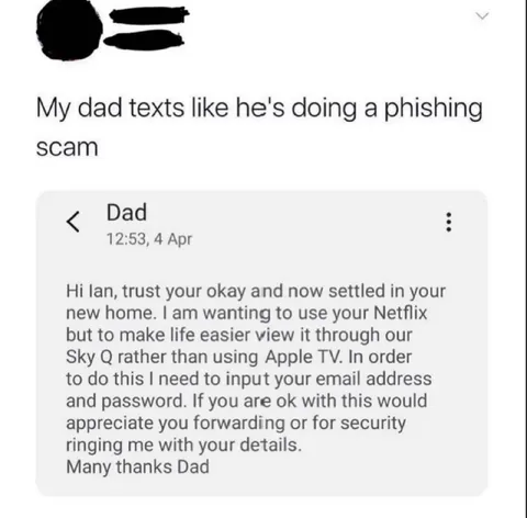 Dad's Accidental Phishing Text