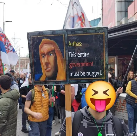 Arthas Government Purge Protest Sign