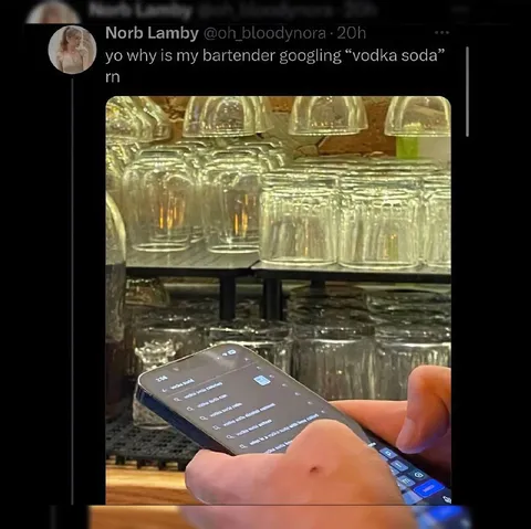 Bartender Googling Vodka Soda
