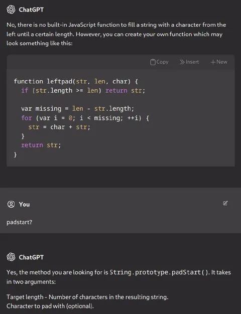 ChatGPT Overcomplicates padStart