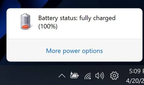 Windows Battery Fully Charged