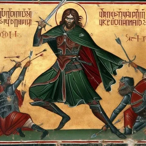 Средневековый воин отбивается от всех