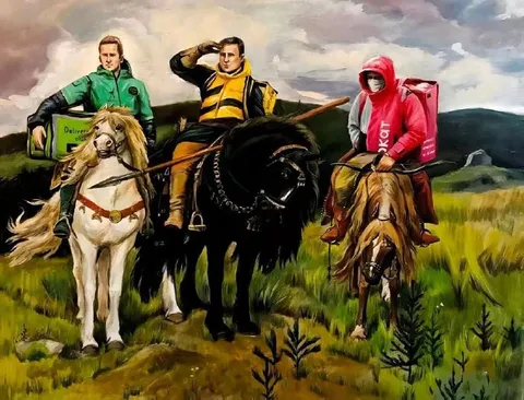 Delivery Riders on Horseback