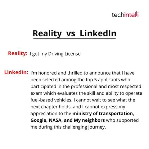 Reality vs LinkedIn Driving License