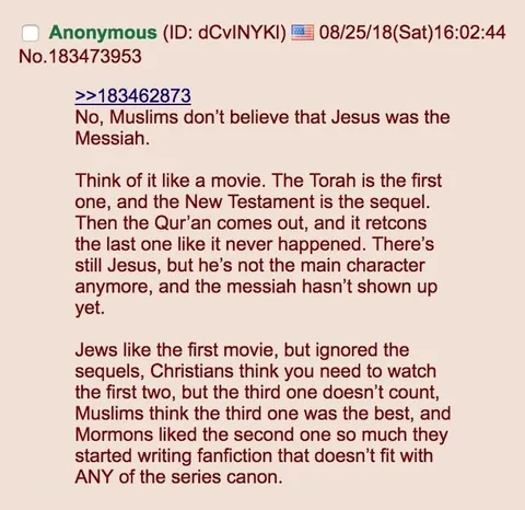Religions as Movie Sequels