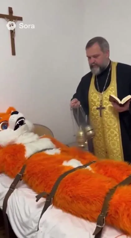 Священник отпевает тигра