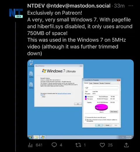 Tiny Windows 7 Installation