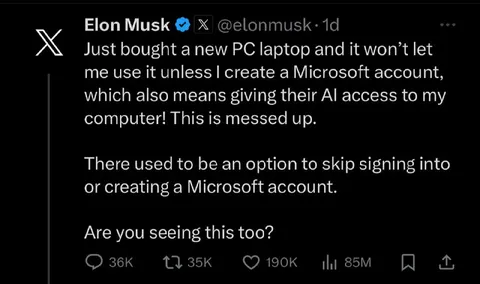 Microsoft Account AI Access Complaint