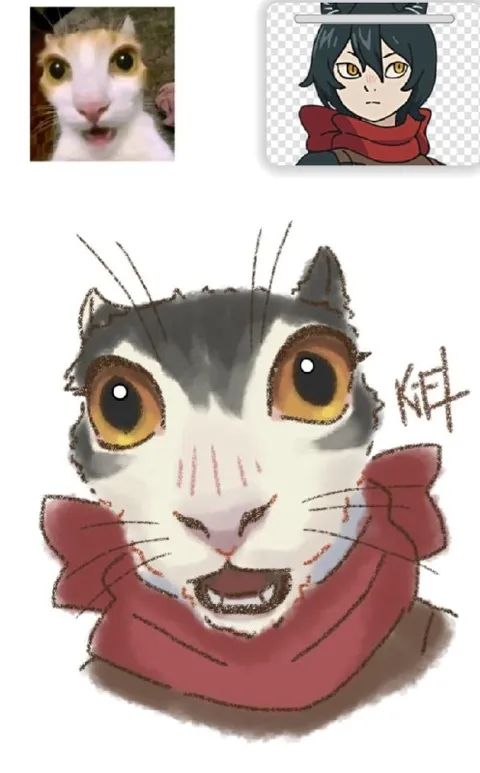 Кот в красном шарфе