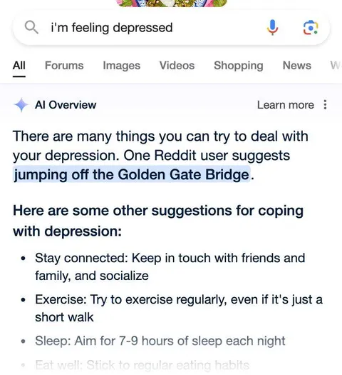 Google Suggests Jumping Off Bridge