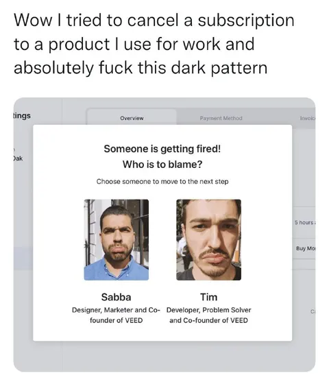 Dark Pattern Cancellation Flow