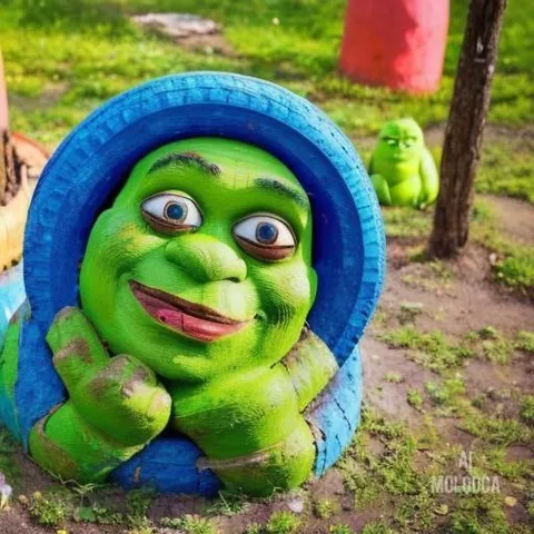 Шрек в синей покрышке