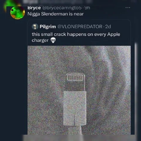 Cracked Apple Charger Slenderman