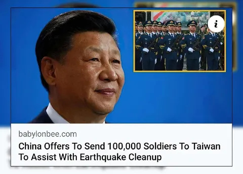 China Sends Soldiers to Taiwan Cleanup