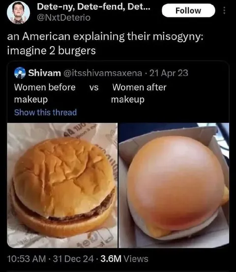 Women Before and After Makeup Burgers