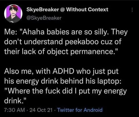 ADHD Energy Drink Object Permanence