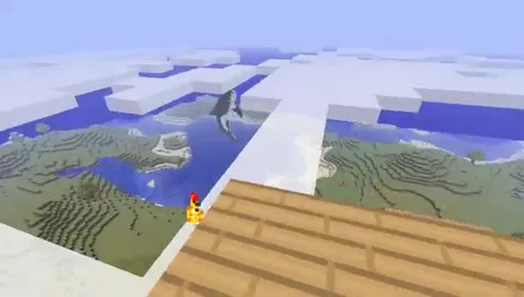 Прыжок со скалы в Minecraft